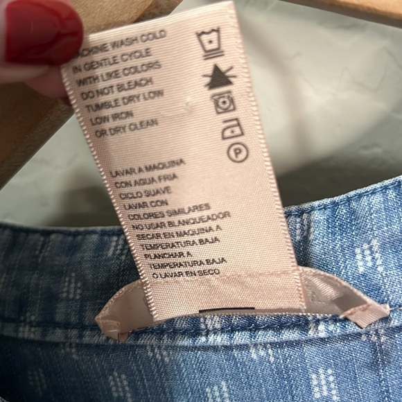 Philosophy Dress 100% Tencel Lace Up Raindrop Print Denim Jean Mini Chambray - Picture 5 of 11